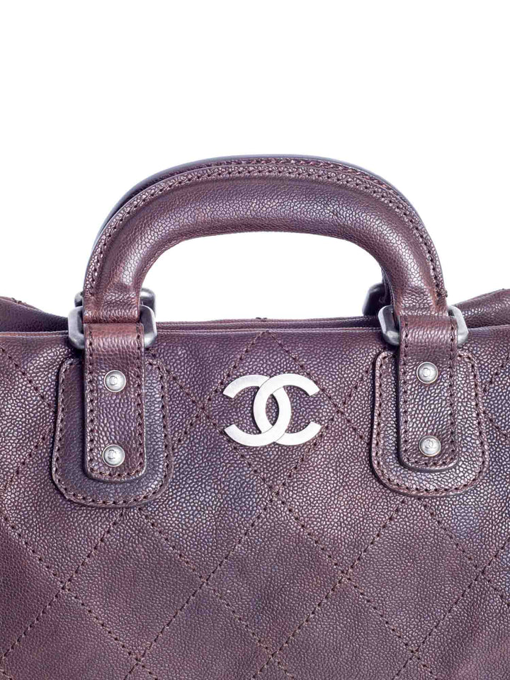 Top Quality Chanel CC Logo Quilted Caviar Leather Doctor Bag Brown