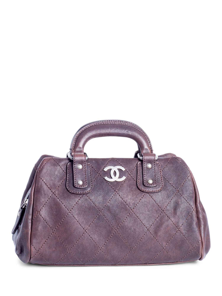 Top Quality Chanel CC Logo Quilted Caviar Leather Doctor Bag Brown