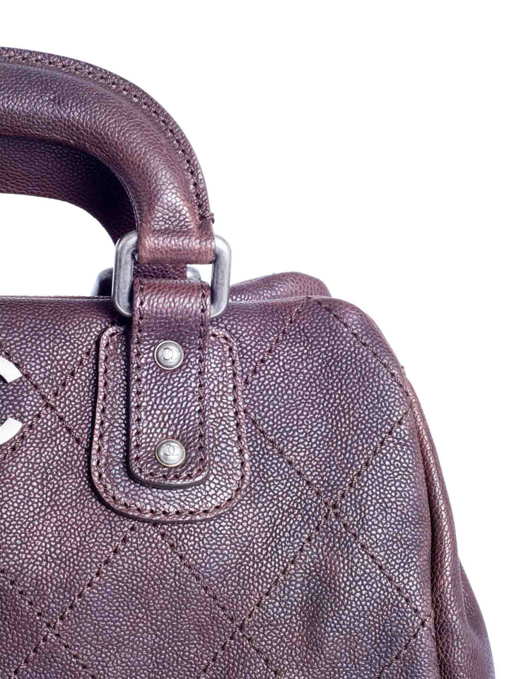 Top Quality Chanel CC Logo Quilted Caviar Leather Doctor Bag Brown