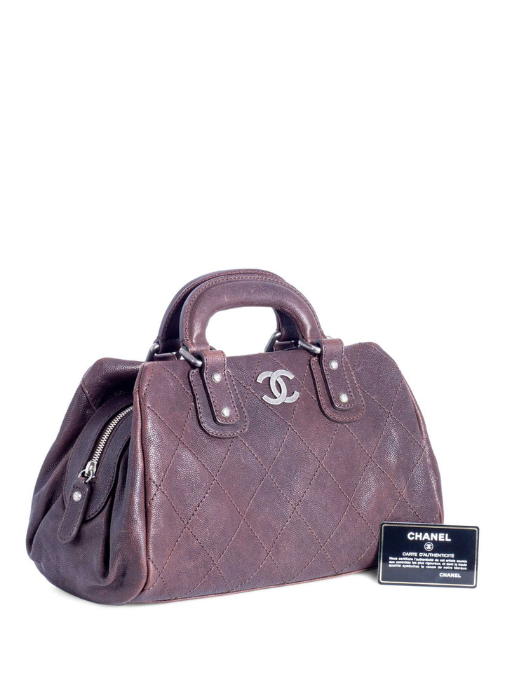 Top Quality Chanel CC Logo Quilted Caviar Leather Doctor Bag Brown