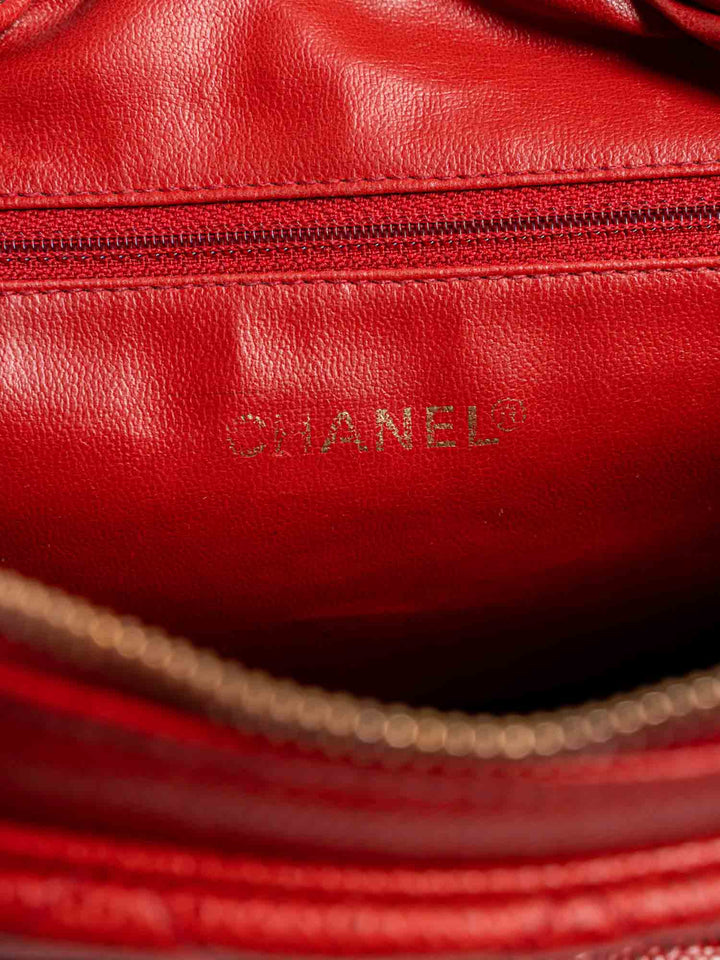 Top Quality Chanel CC Logo Quilted Caviar Leather Flap Messenger Bag Red