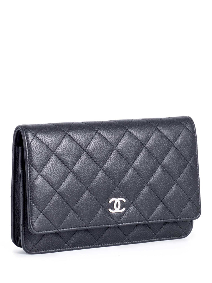 Top Quality Chanel CC Logo Quilted Caviar Leather Flap Wallet Clutc Black