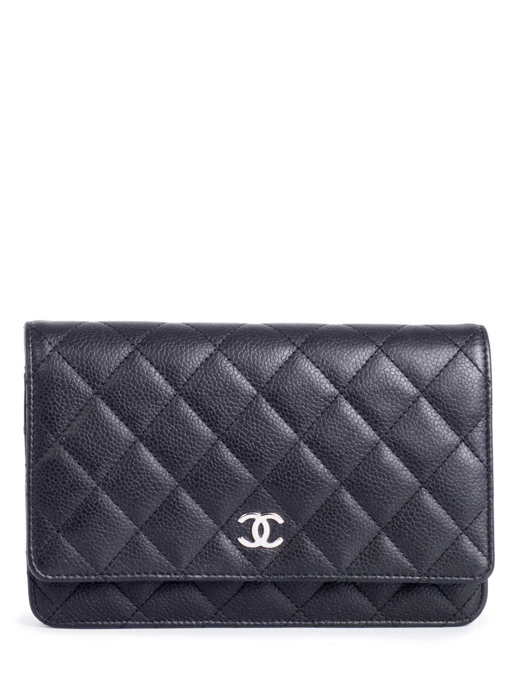 Top Quality Chanel CC Logo Quilted Caviar Leather Flap Wallet Clutc Black