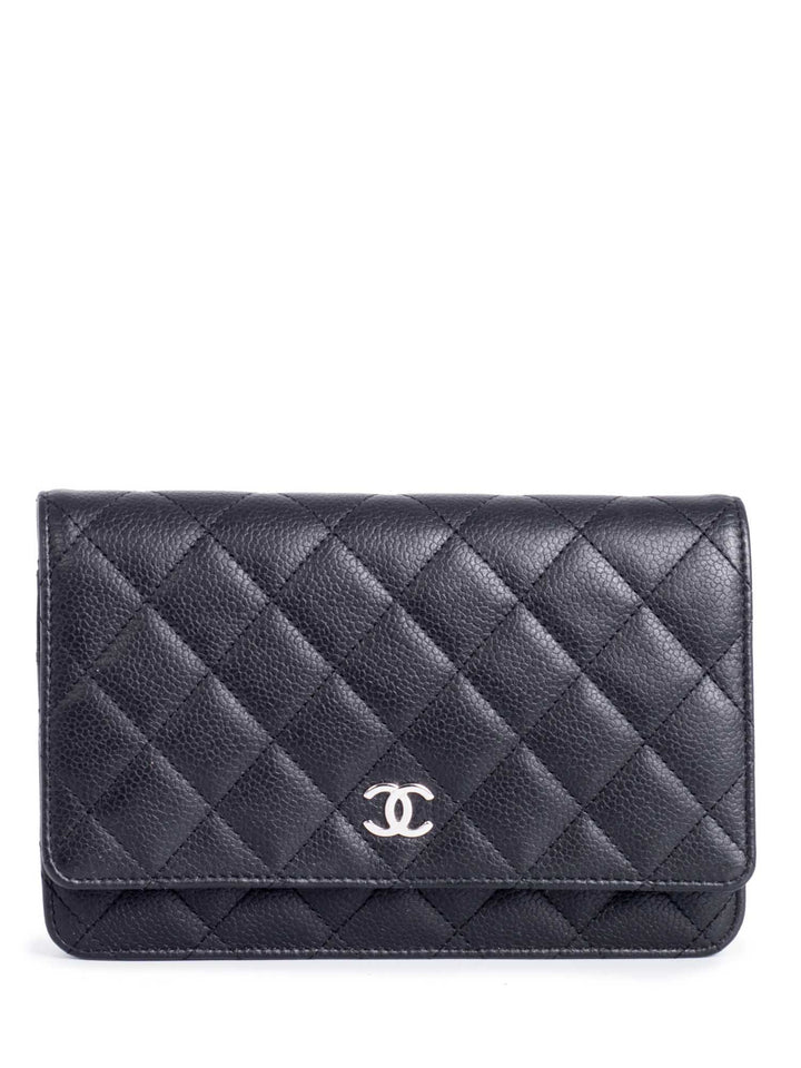Top Quality Chanel CC Logo Quilted Caviar Leather Flap Wallet Clutc Black