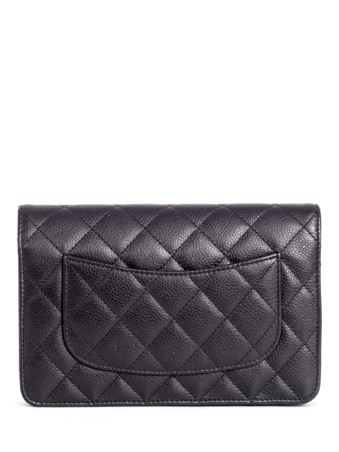 Top Quality Chanel CC Logo Quilted Caviar Leather Flap Wallet Clutc Black