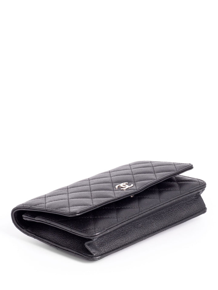 Top Quality Chanel CC Logo Quilted Caviar Leather Flap Wallet Clutc Black