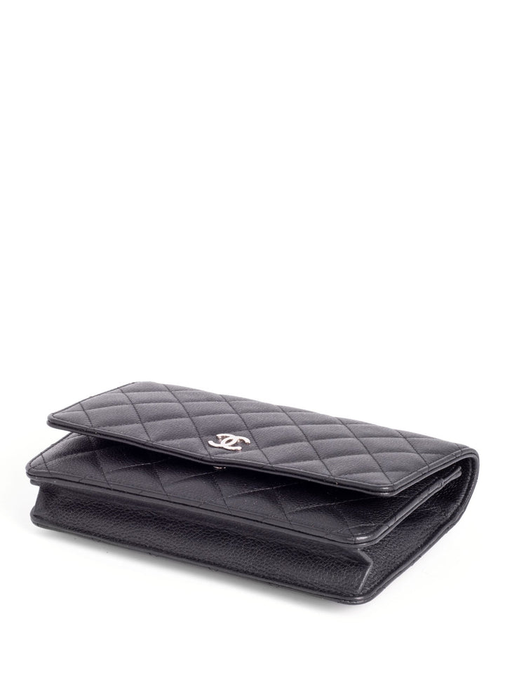 Top Quality Chanel CC Logo Quilted Caviar Leather Flap Wallet Clutc Black