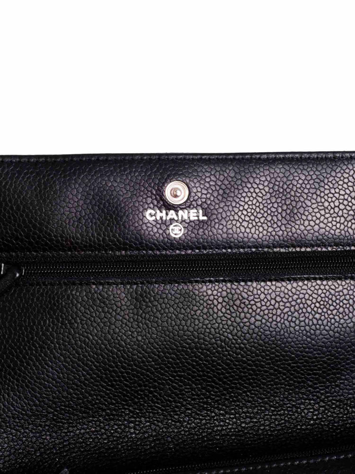 Top Quality Chanel CC Logo Quilted Caviar Leather Flap Wallet Clutc Black