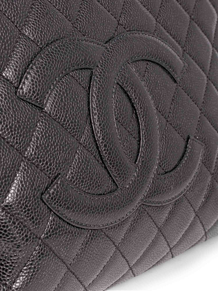 Top Quality Chanel CC Logo Quilted Caviar Leather Shopper Bag Black