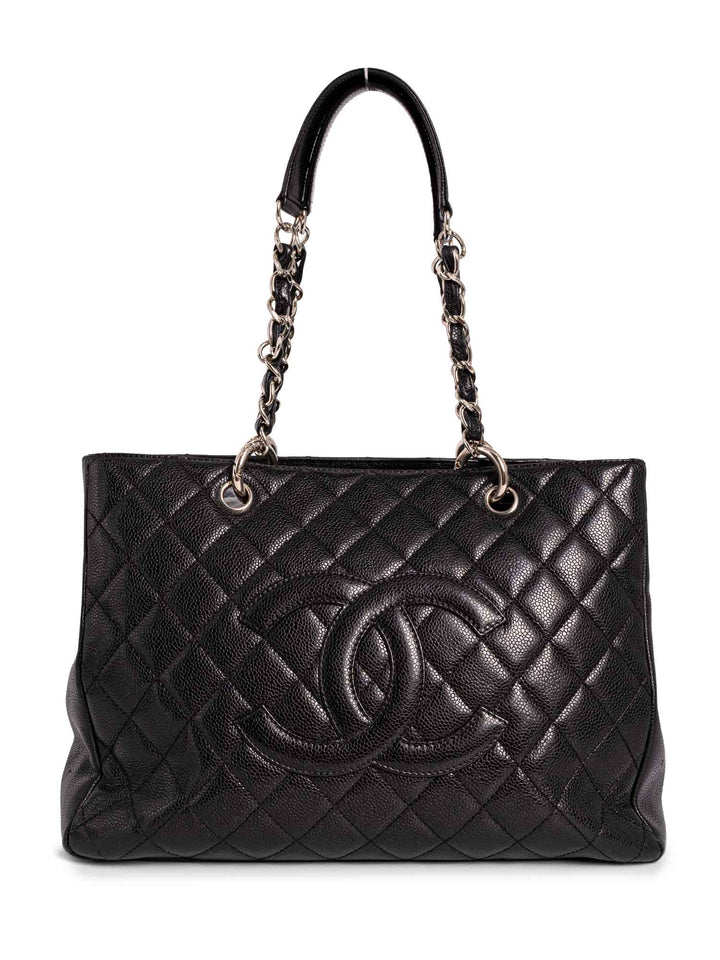 Top Quality Chanel CC Logo Quilted Caviar Leather Shopper Bag Black