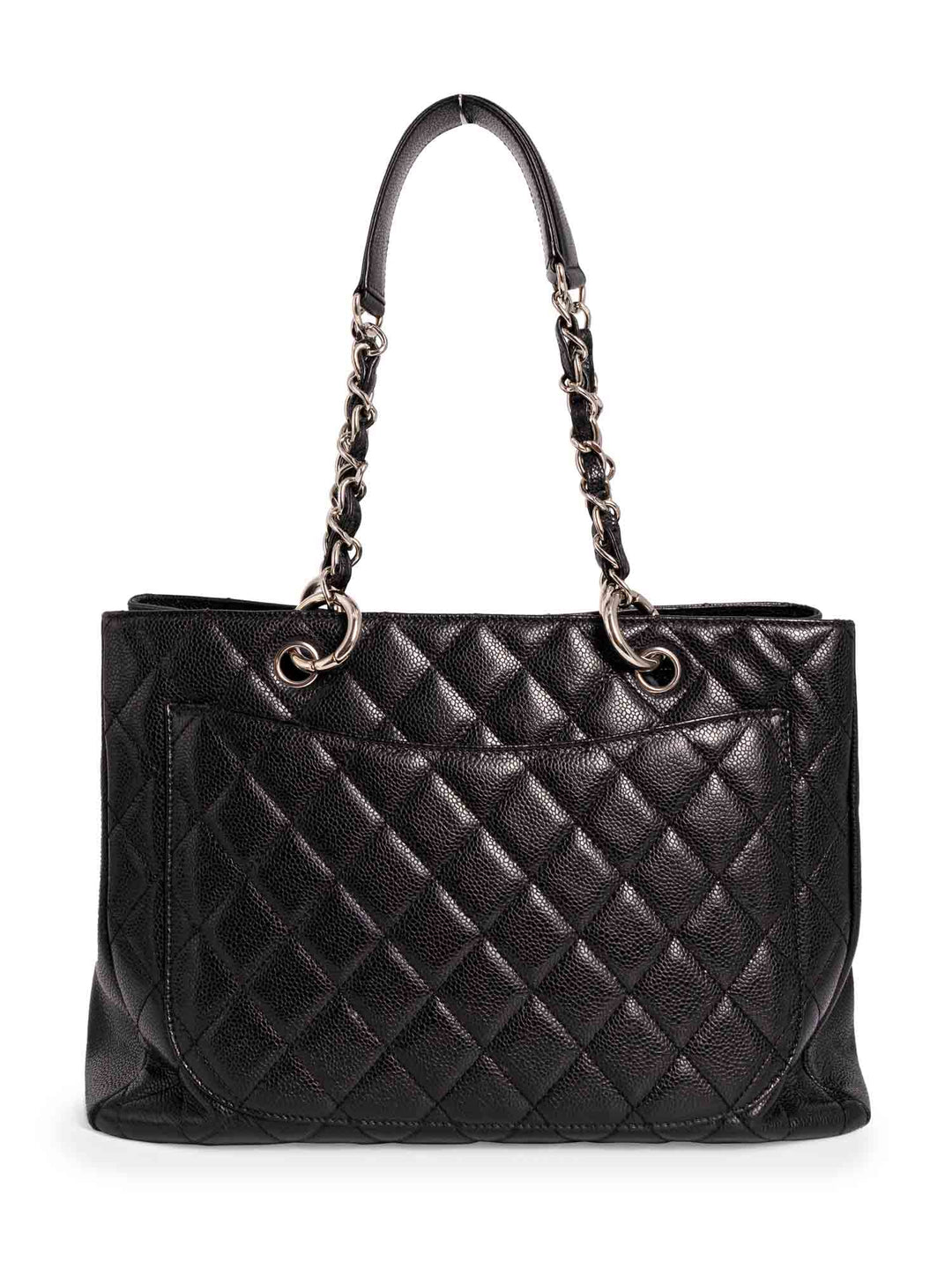 Top Quality Chanel CC Logo Quilted Caviar Leather Shopper Bag Black