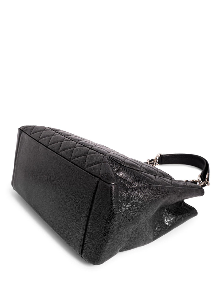 Top Quality Chanel CC Logo Quilted Caviar Leather Shopper Bag Black