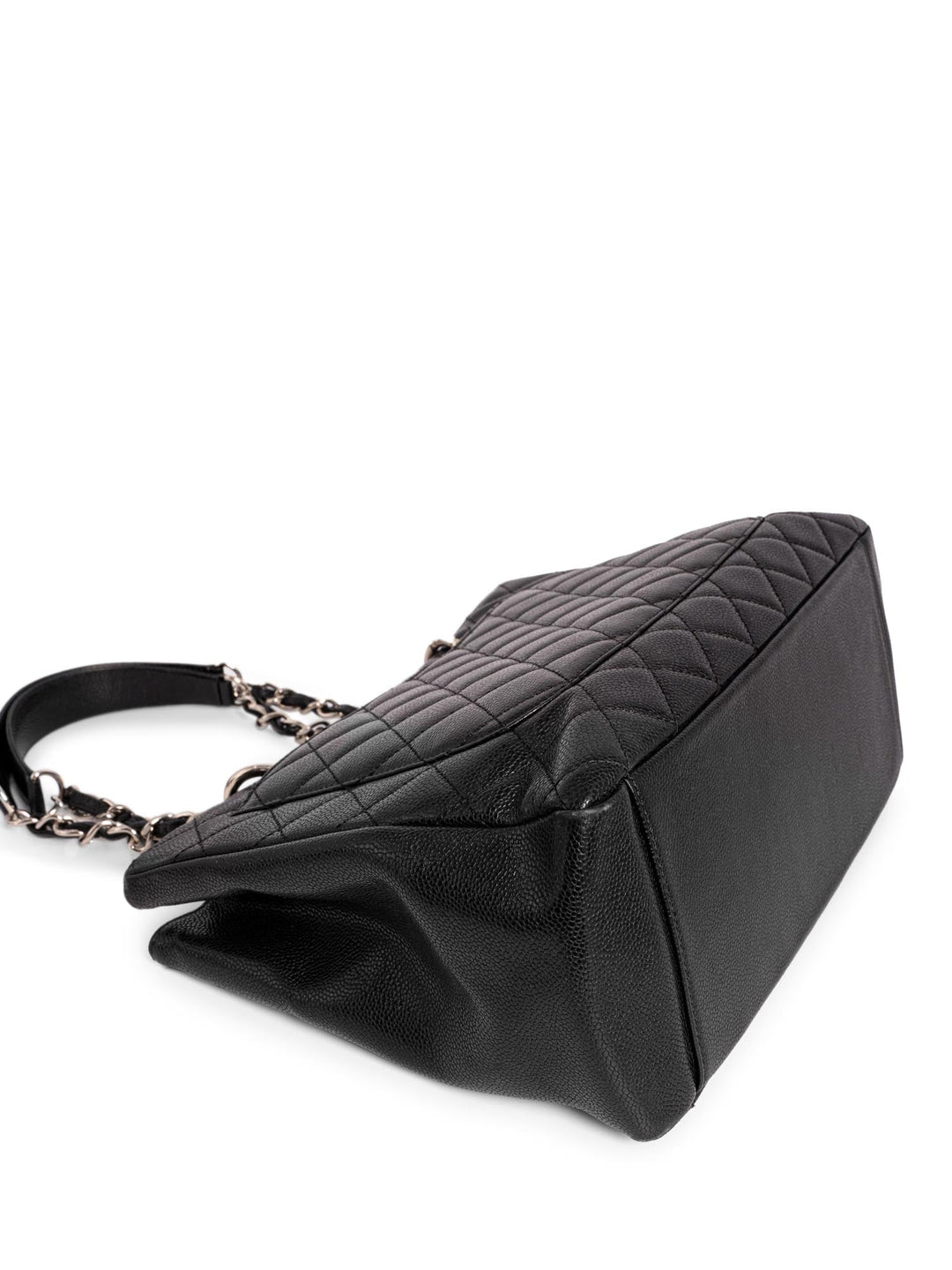 Top Quality Chanel CC Logo Quilted Caviar Leather Shopper Bag Black