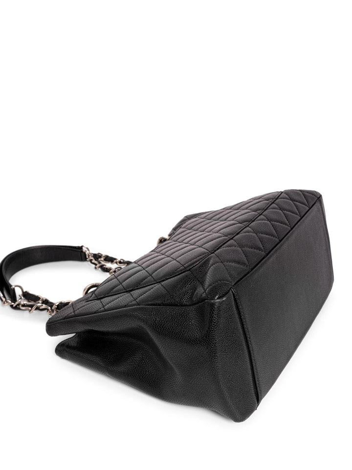 Top Quality Chanel CC Logo Quilted Caviar Leather Shopper Bag Black