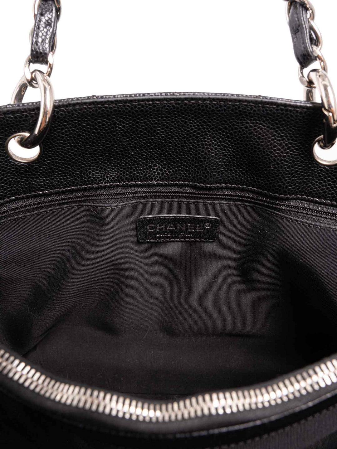 Top Quality Chanel CC Logo Quilted Caviar Leather Shopper Bag Black