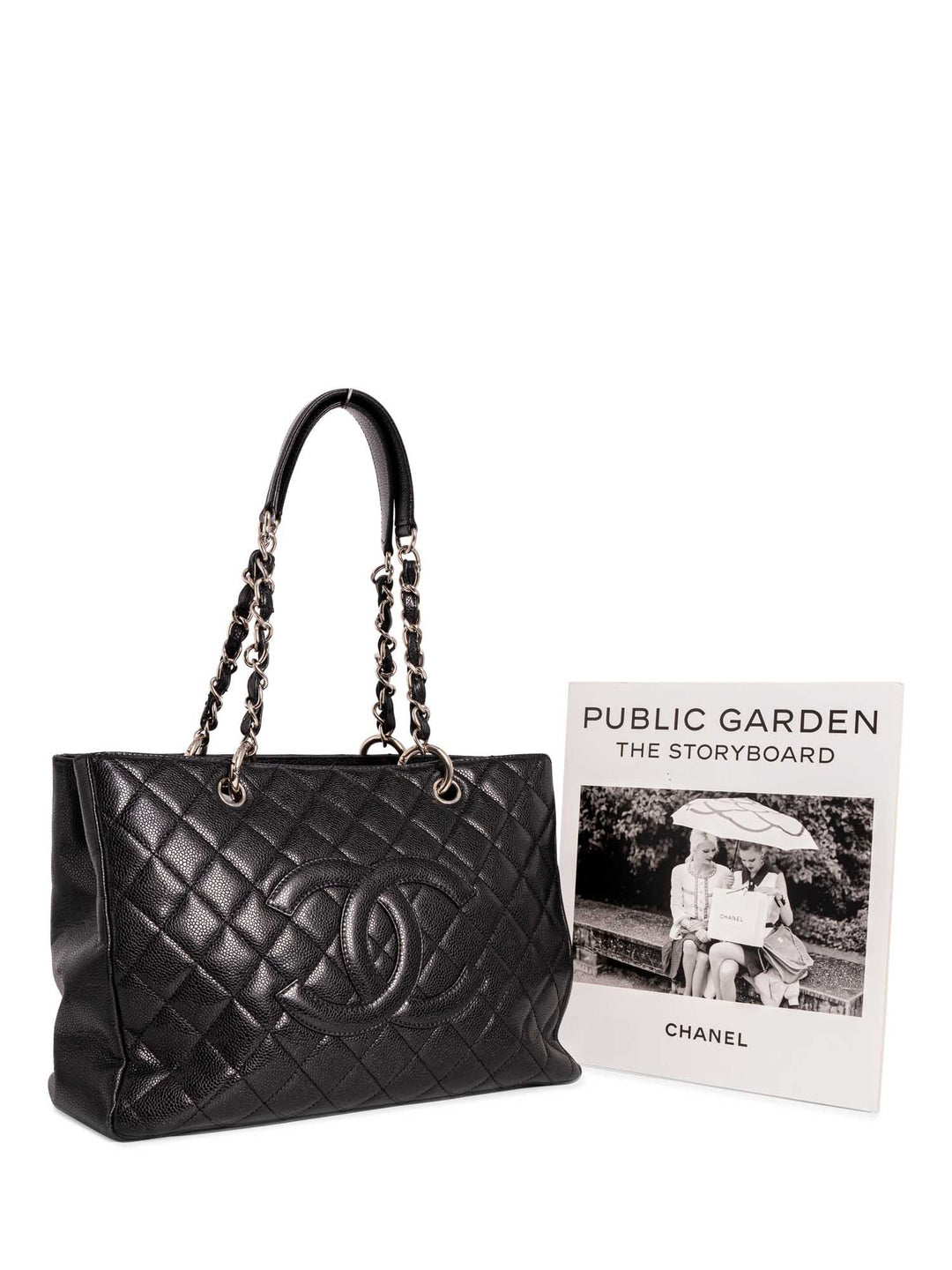 Top Quality Chanel CC Logo Quilted Caviar Leather Shopper Bag Black