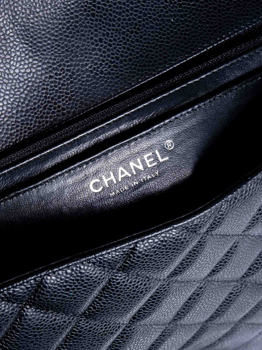 Top Quality Chanel CC Logo Quilted Caviar Maxi Single Flap Bag Black