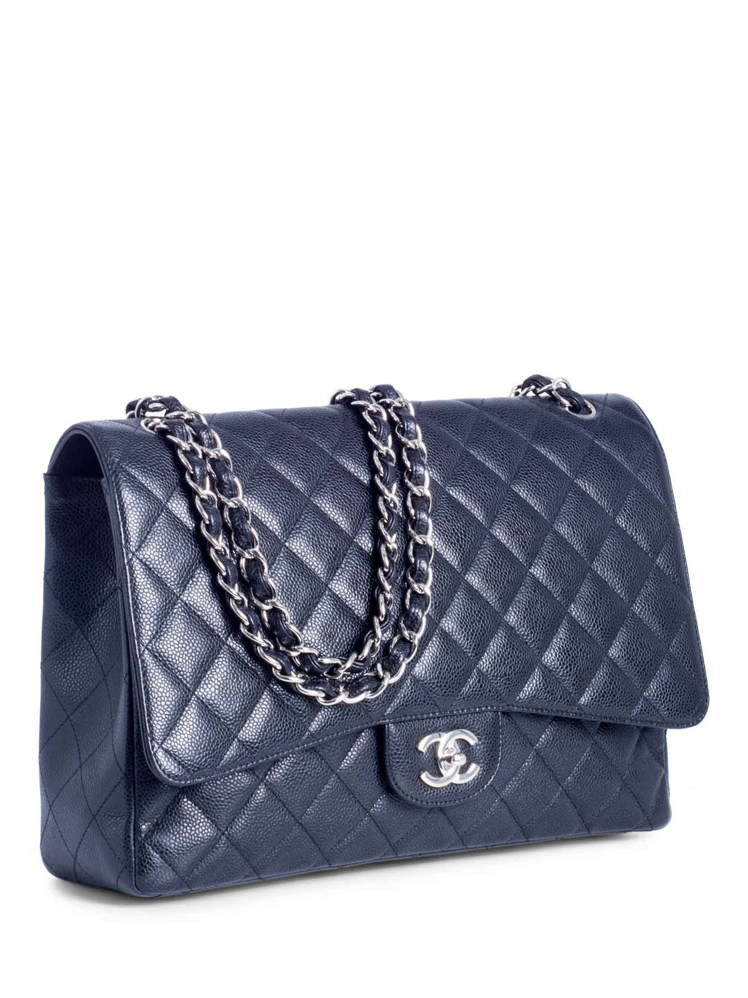 Top Quality Chanel CC Logo Quilted Caviar Maxi Single Flap Bag Black