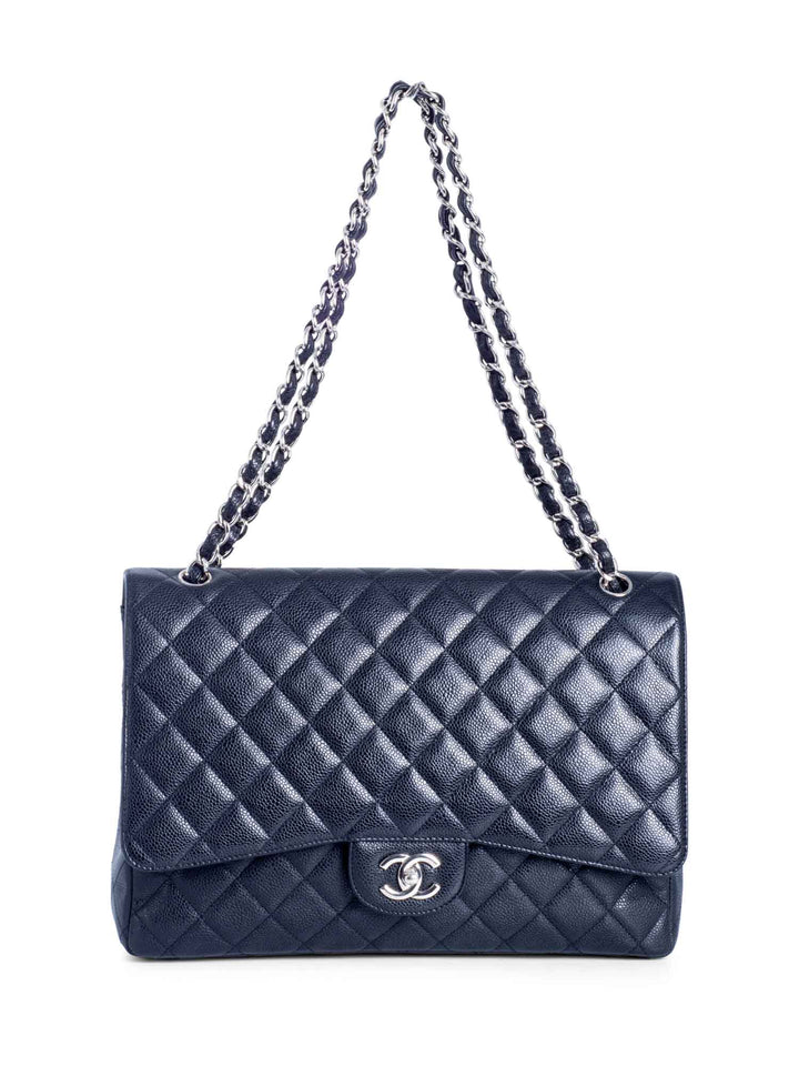Top Quality Chanel CC Logo Quilted Caviar Maxi Single Flap Bag Black