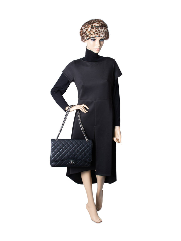 Top Quality Chanel CC Logo Quilted Caviar Maxi Single Flap Bag Black