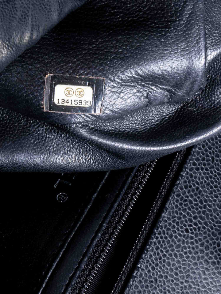 Top Quality Chanel CC Logo Quilted Caviar Maxi Single Flap Bag Black