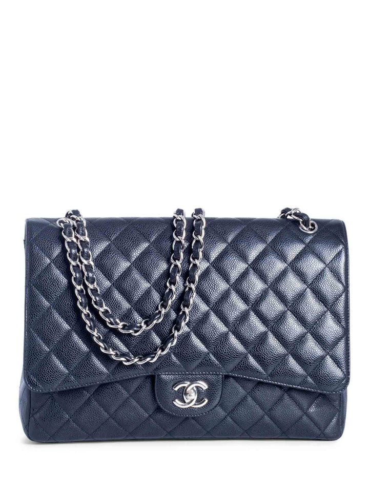Top Quality Chanel CC Logo Quilted Caviar Maxi Single Flap Bag Black