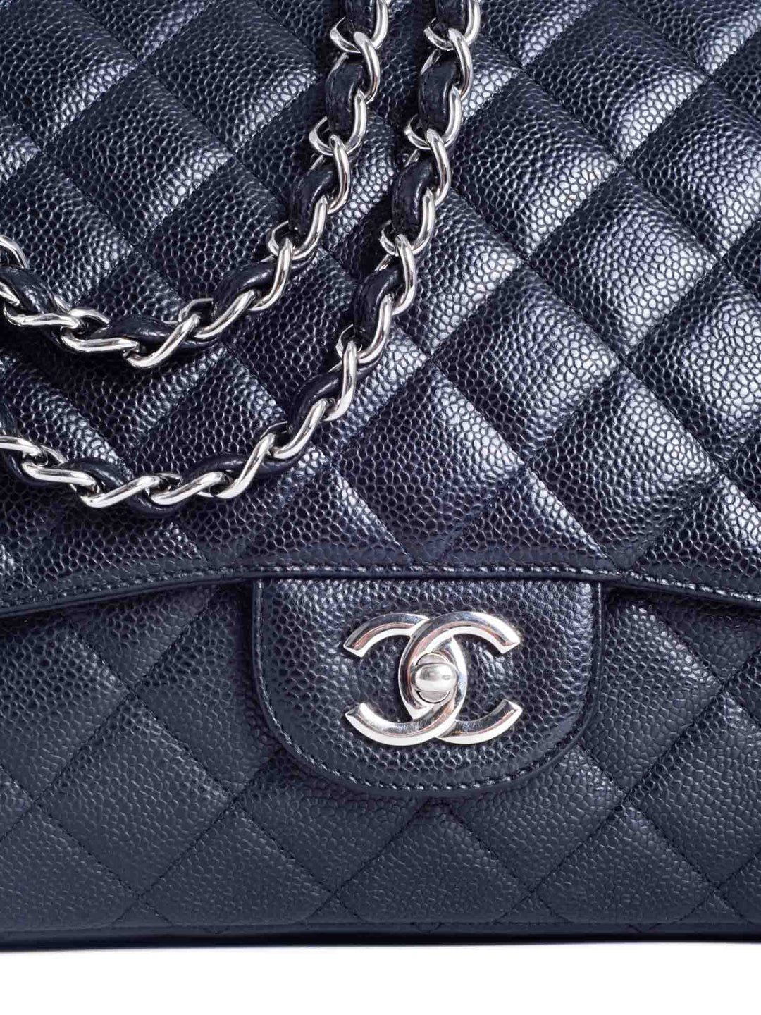 Top Quality Chanel CC Logo Quilted Caviar Maxi Single Flap Bag Black