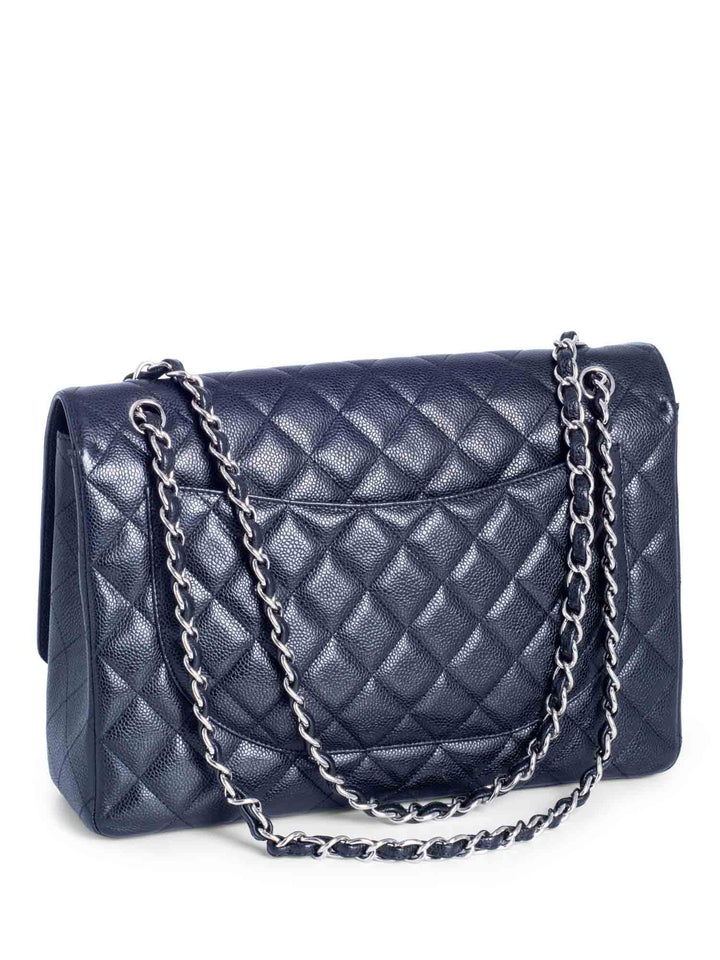 Top Quality Chanel CC Logo Quilted Caviar Maxi Single Flap Bag Black