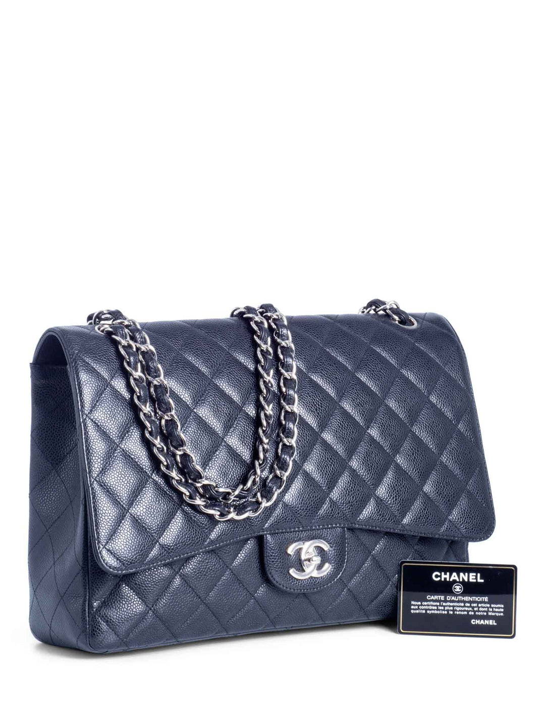 Top Quality Chanel CC Logo Quilted Caviar Maxi Single Flap Bag Black