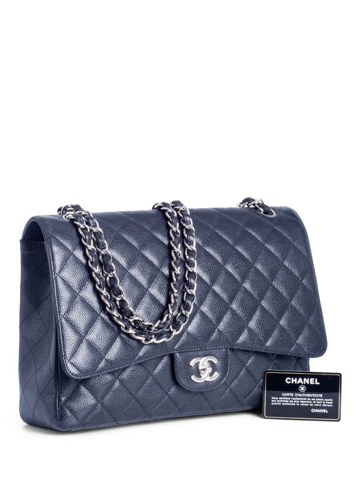 Top Quality Chanel CC Logo Quilted Caviar Maxi Single Flap Bag Black