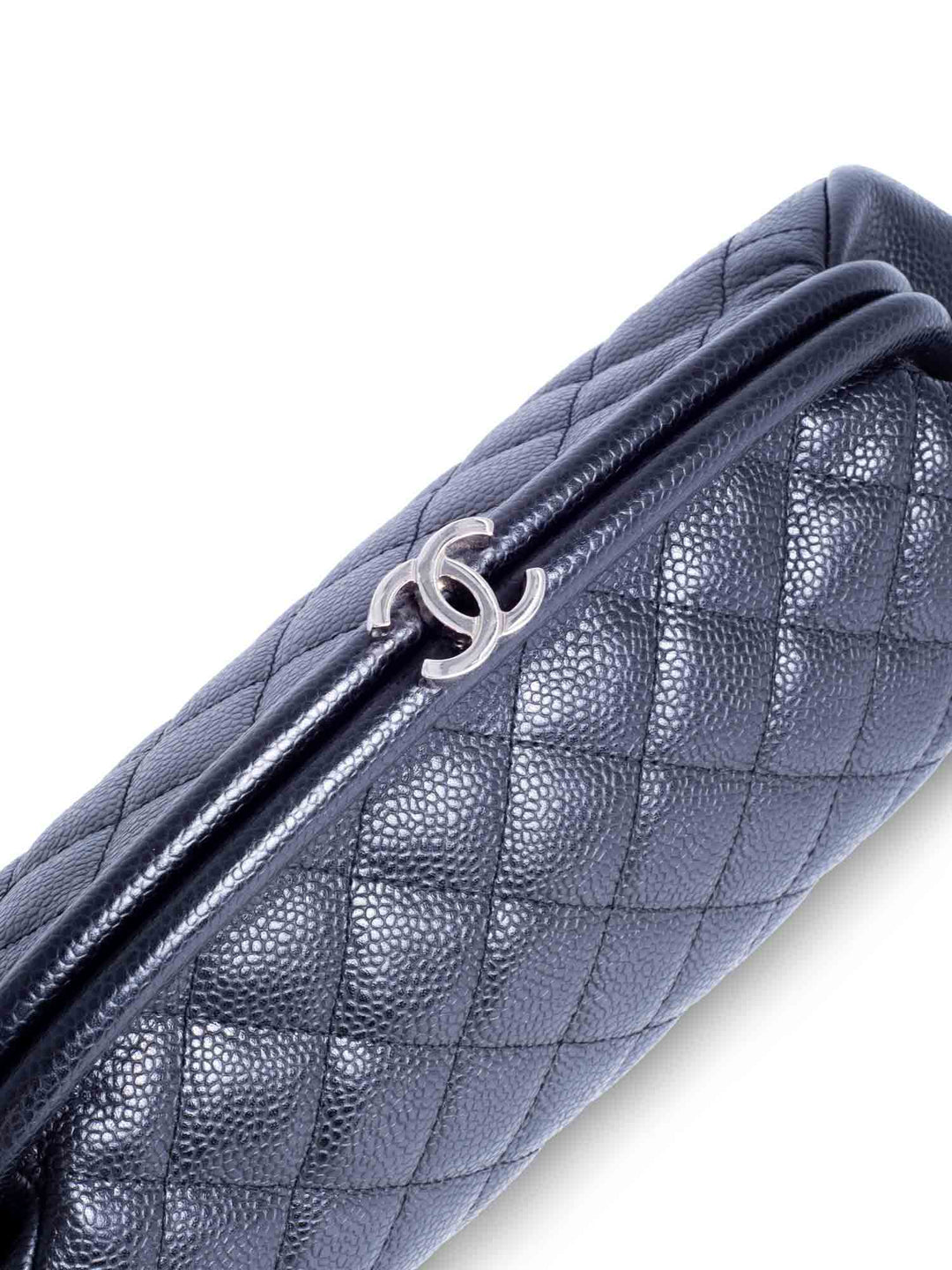 Top Quality Chanel CC Logo Quilted Caviar Timeless Clutch Black
