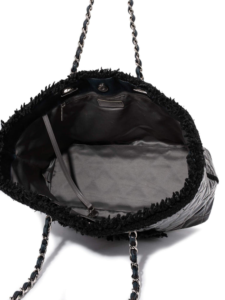 Top Quality Chanel CC Logo Quilted Fringe Shopper Bag Black