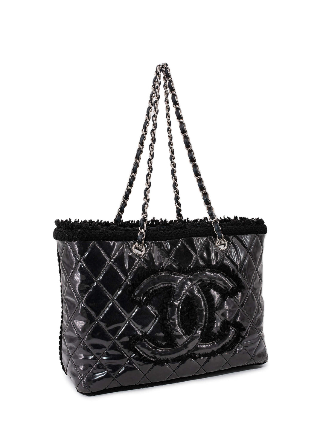 Top Quality Chanel CC Logo Quilted Fringe Shopper Bag Black