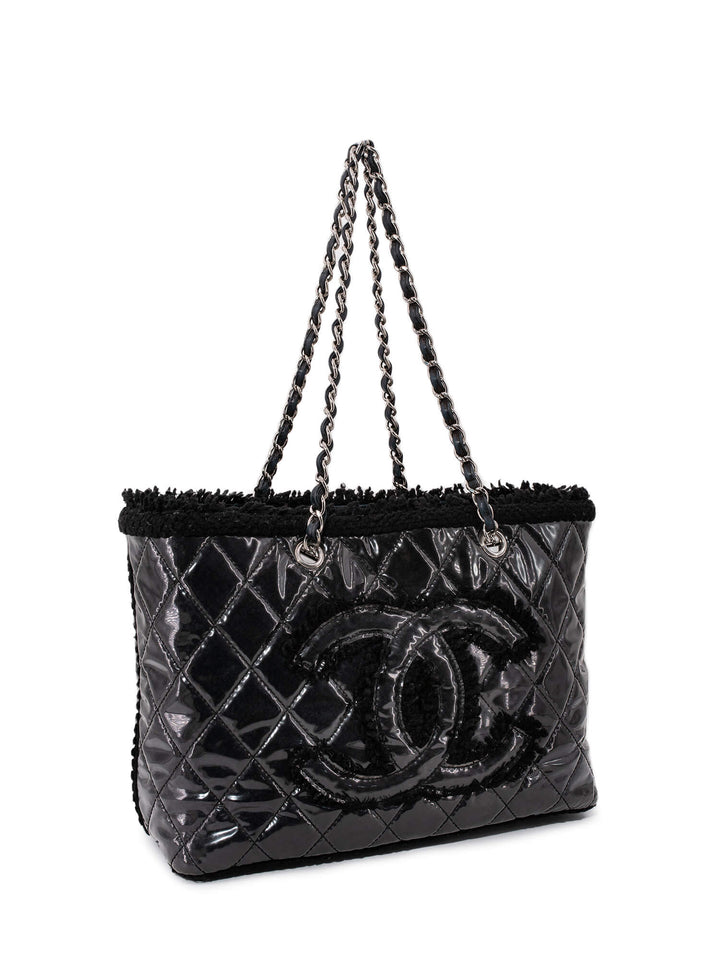 Top Quality Chanel CC Logo Quilted Fringe Shopper Bag Black