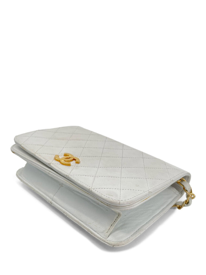 Top Quality Chanel CC Logo Quilted Leather 24K Gold Plated Shoulder Bag White