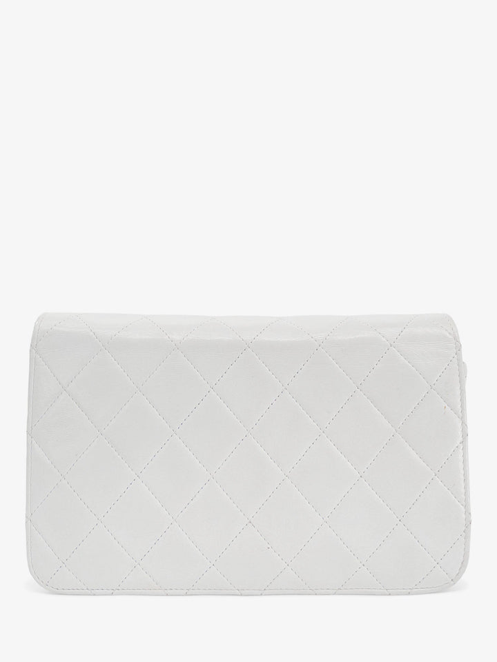 Top Quality Chanel CC Logo Quilted Leather 24K Gold Plated Shoulder Bag White