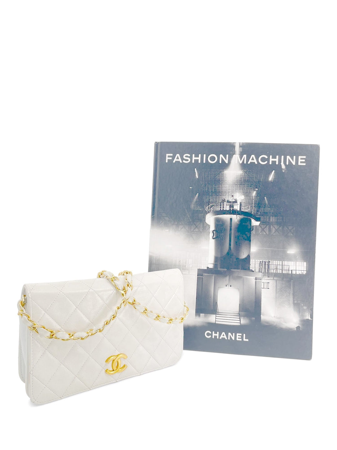 Top Quality Chanel CC Logo Quilted Leather 24K Gold Plated Shoulder Bag White