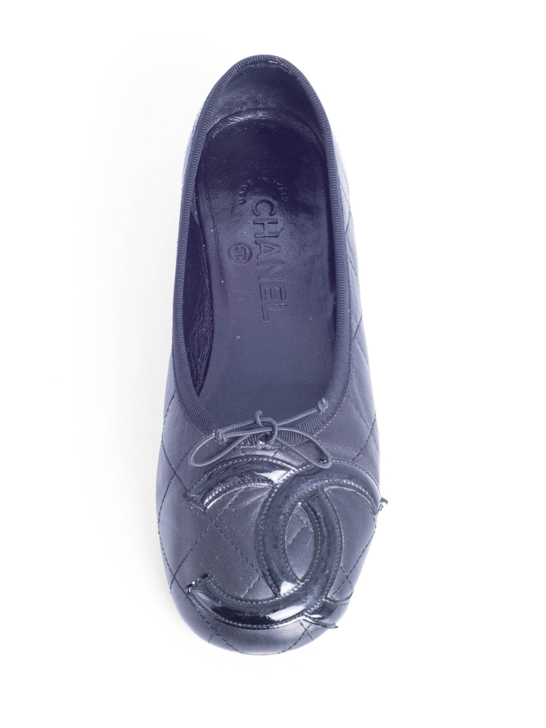 Top Quality Chanel CC Logo Quilted Leather Ballet Flats Black