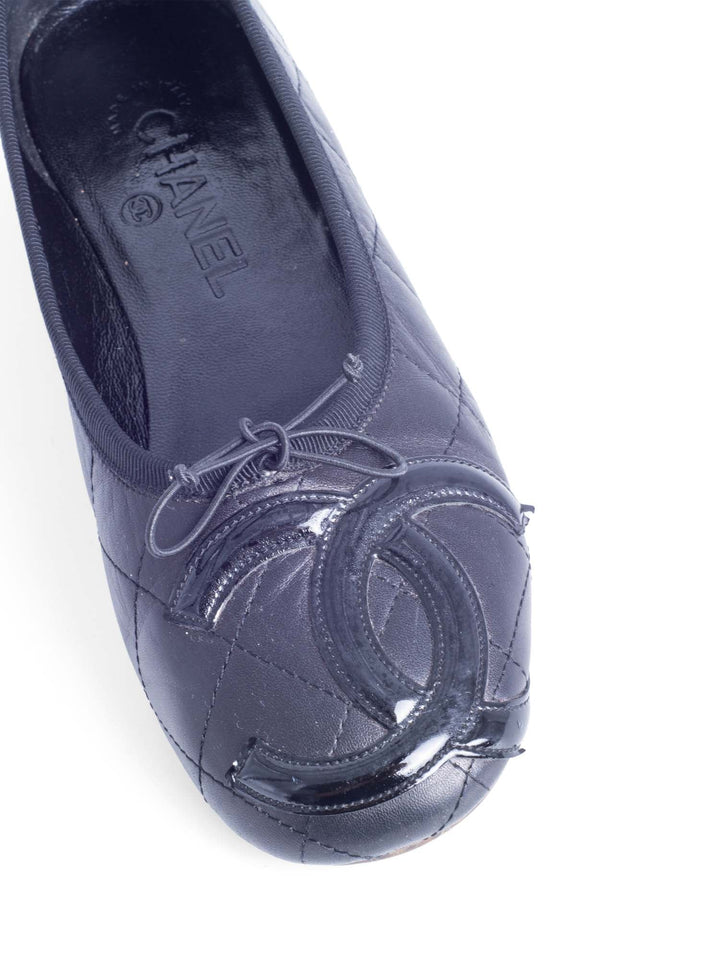 Top Quality Chanel CC Logo Quilted Leather Ballet Flats Black