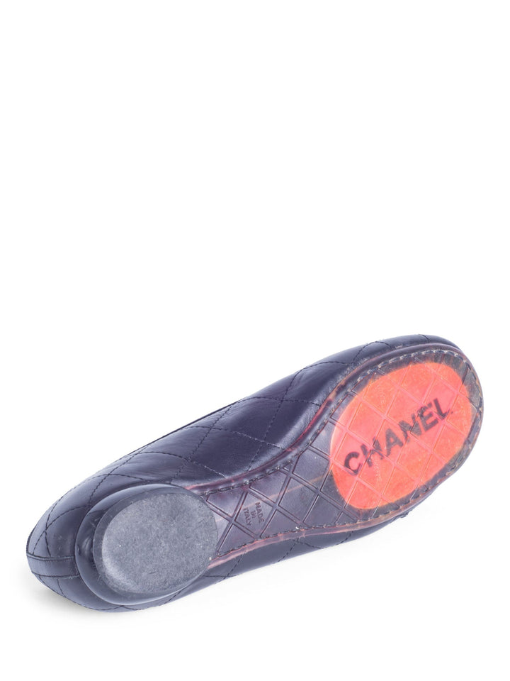 Top Quality Chanel CC Logo Quilted Leather Ballet Flats Black
