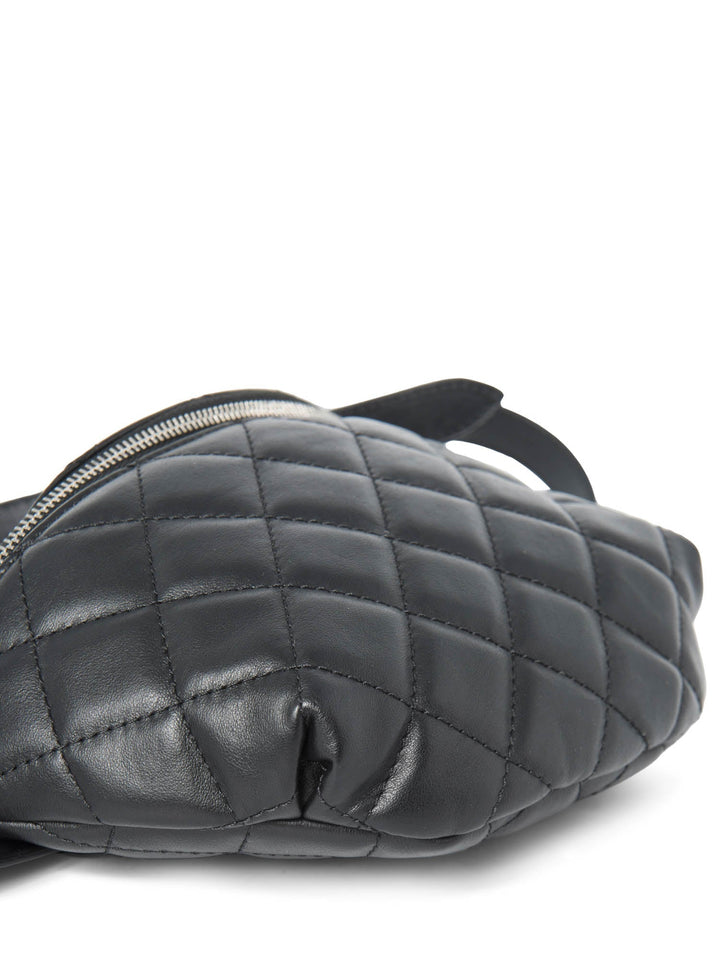 Top Quality Chanel CC Logo Quilted Leather Belt Bag Black
