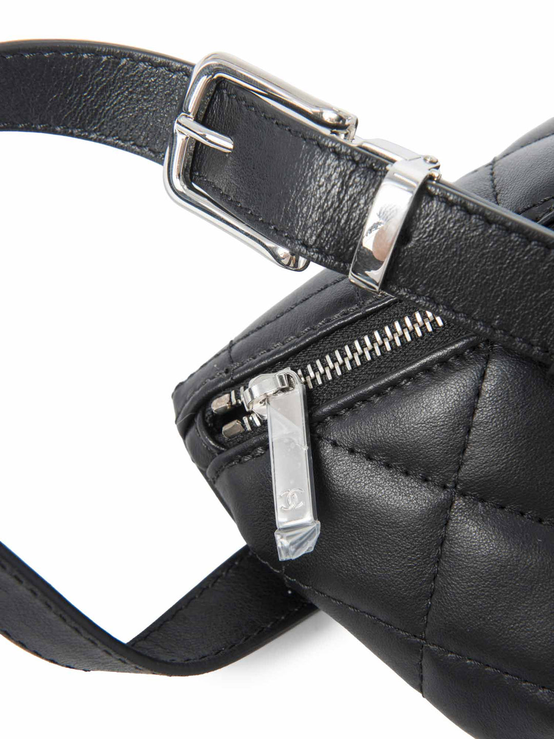 Top Quality Chanel CC Logo Quilted Leather Belt Bag Black