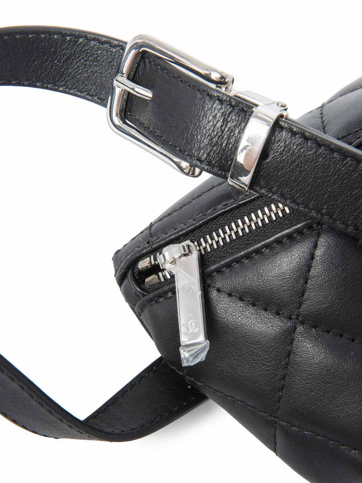 Top Quality Chanel CC Logo Quilted Leather Belt Bag Black