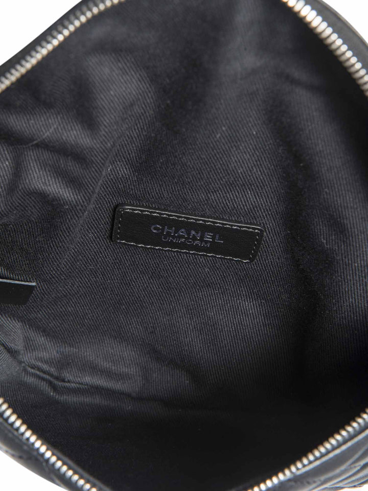 Top Quality Chanel CC Logo Quilted Leather Belt Bag Black