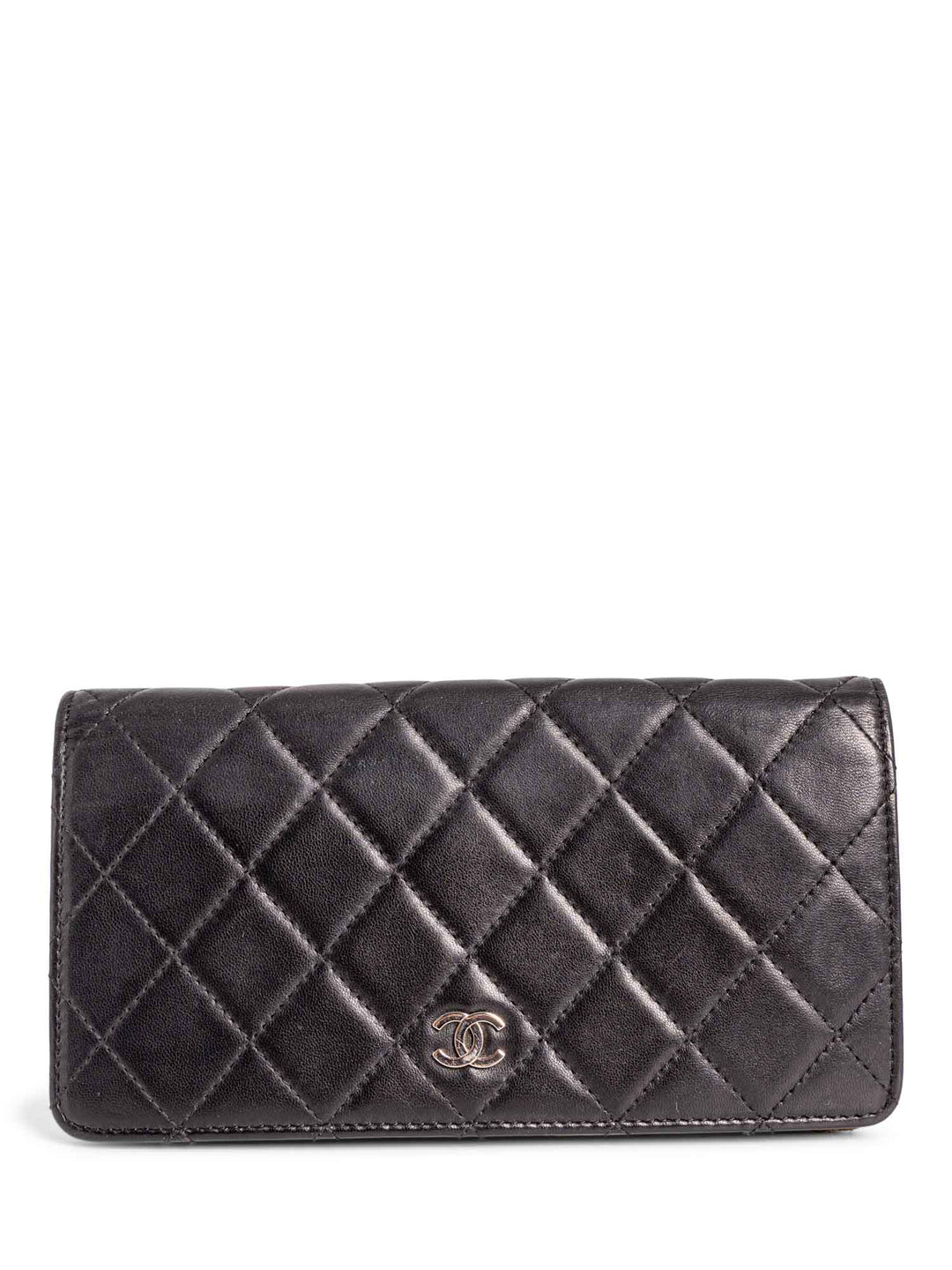Top Quality Chanel CC Logo Quilted Leather Bi-Fold Wallet Black Taupe