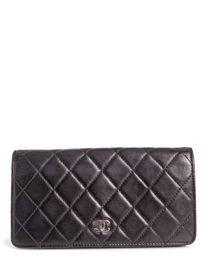 Top Quality Chanel CC Logo Quilted Leather Bi-Fold Wallet Black Taupe