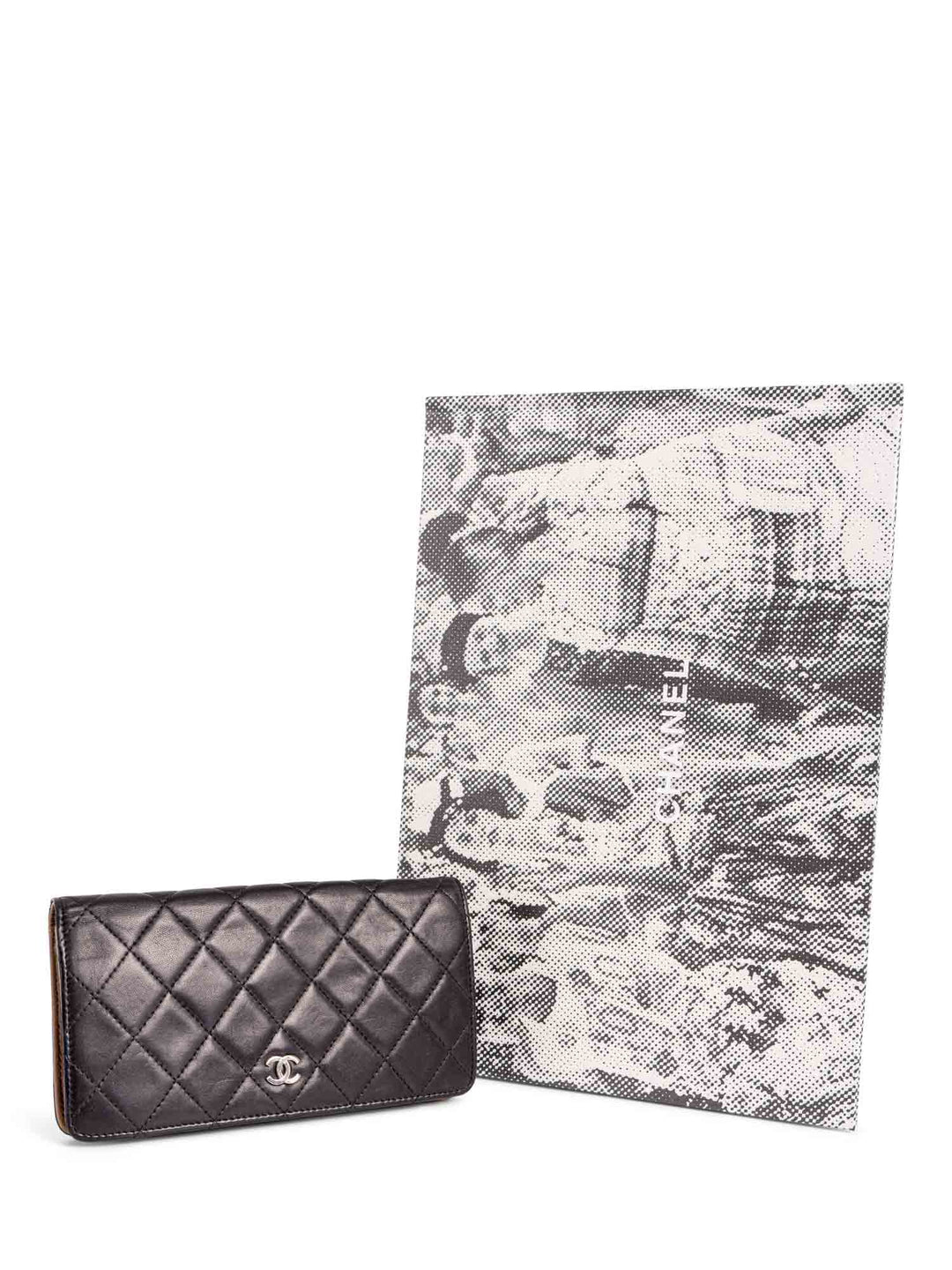 Top Quality Chanel CC Logo Quilted Leather Bi-Fold Wallet Black Taupe