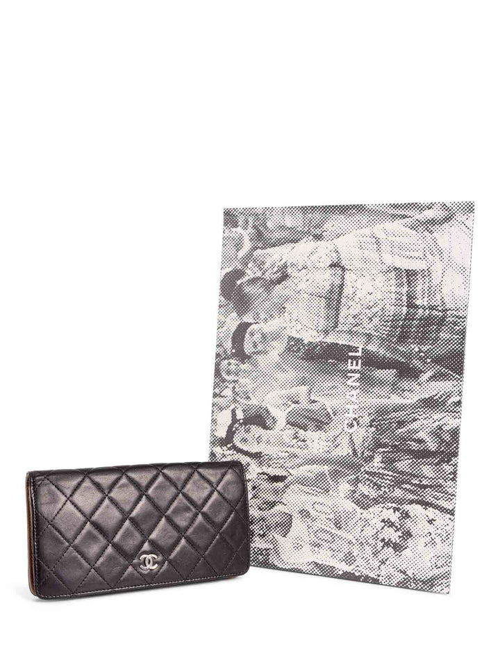 Top Quality Chanel CC Logo Quilted Leather Bi-Fold Wallet Black Taupe