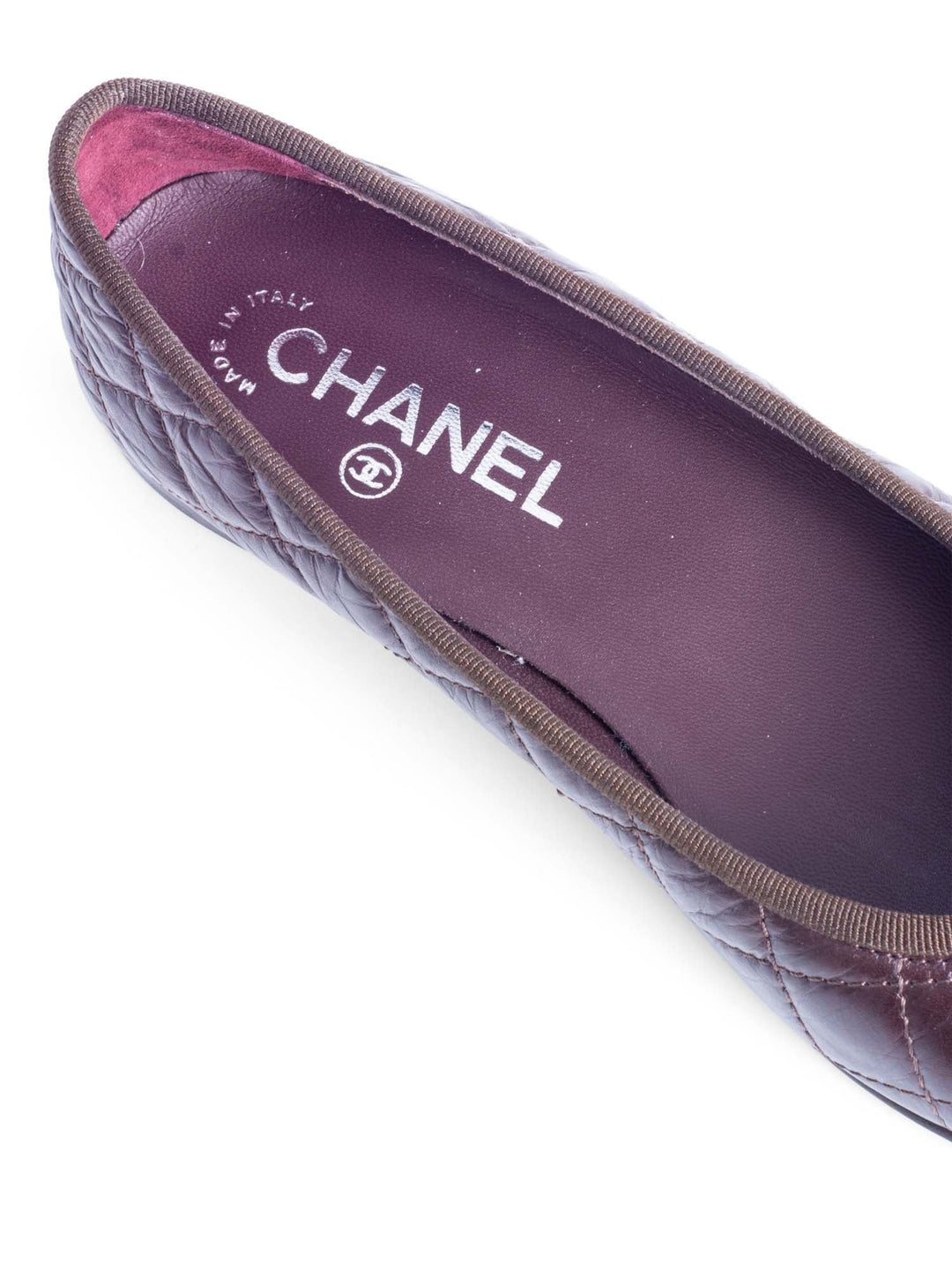 Top Quality Chanel CC Logo Quilted Leather Bowtie Cap Toe Ballet Flats Brown