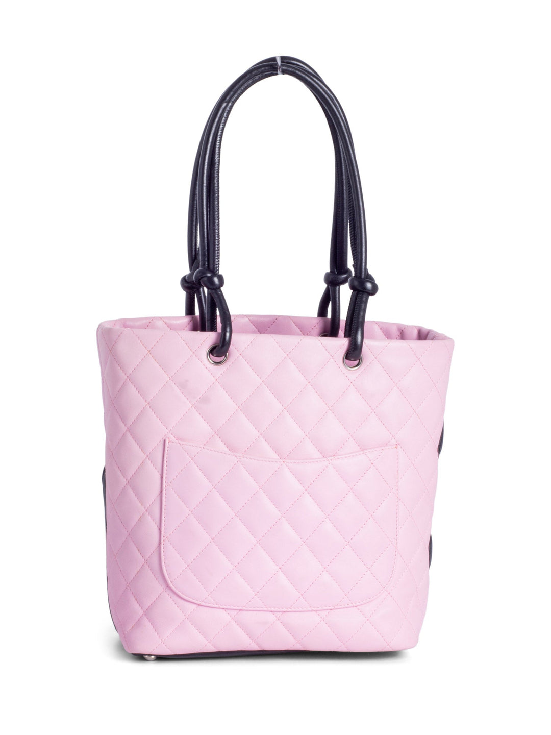 Top Quality Chanel CC Logo Quilted Leather Cambon Tote MM  Pink